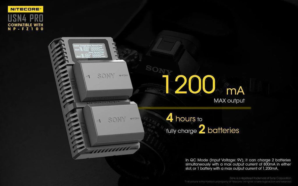 NITECORE USN4 PRO (SONY NP-FZ100) DUAL-SLOT BATTERY CHARGER