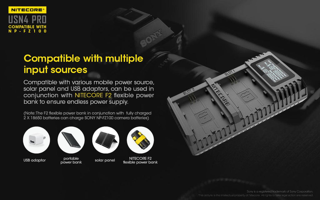 NITECORE USN4 PRO (SONY NP-FZ100) DUAL-SLOT BATTERY CHARGER