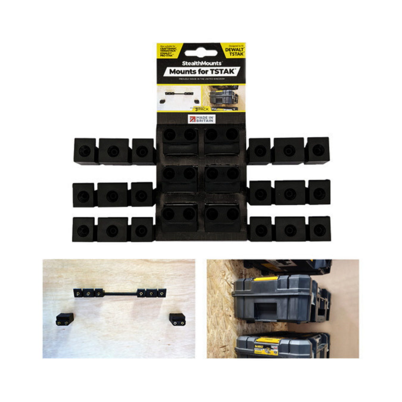 StealthMounts Toolbox Mounts for Dewalt T-STAK Storage Box [SKU: OM-STAK-3] Main image