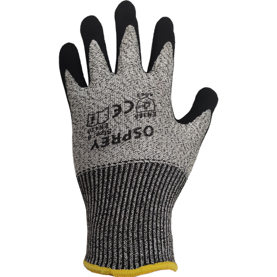 OSPREY BLACK NITRILE FOAM CUT RESISTANCE GLOVE EN388/4543
