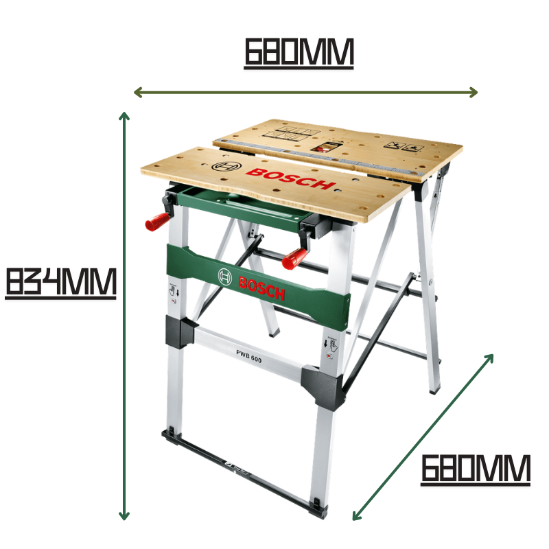 Bosch PWB 600, Lightweight & Quick Foldable Workbench With High Quality Surface, Durable, Waterproof & Scratch Resistance