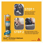 SIKASIL -129, ANTI FUNGAL SILICONE SEALANT FOR KITCHEN AND BATHROOM [BLACK/ CLEAR/ WHITE]
