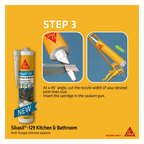 SIKASIL -129, ANTI FUNGAL SILICONE SEALANT FOR KITCHEN AND BATHROOM [BLACK/ CLEAR/ WHITE]