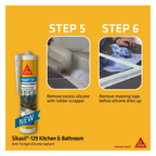 SIKASIL -129, ANTI FUNGAL SILICONE SEALANT FOR KITCHEN AND BATHROOM [BLACK/ CLEAR/ WHITE]