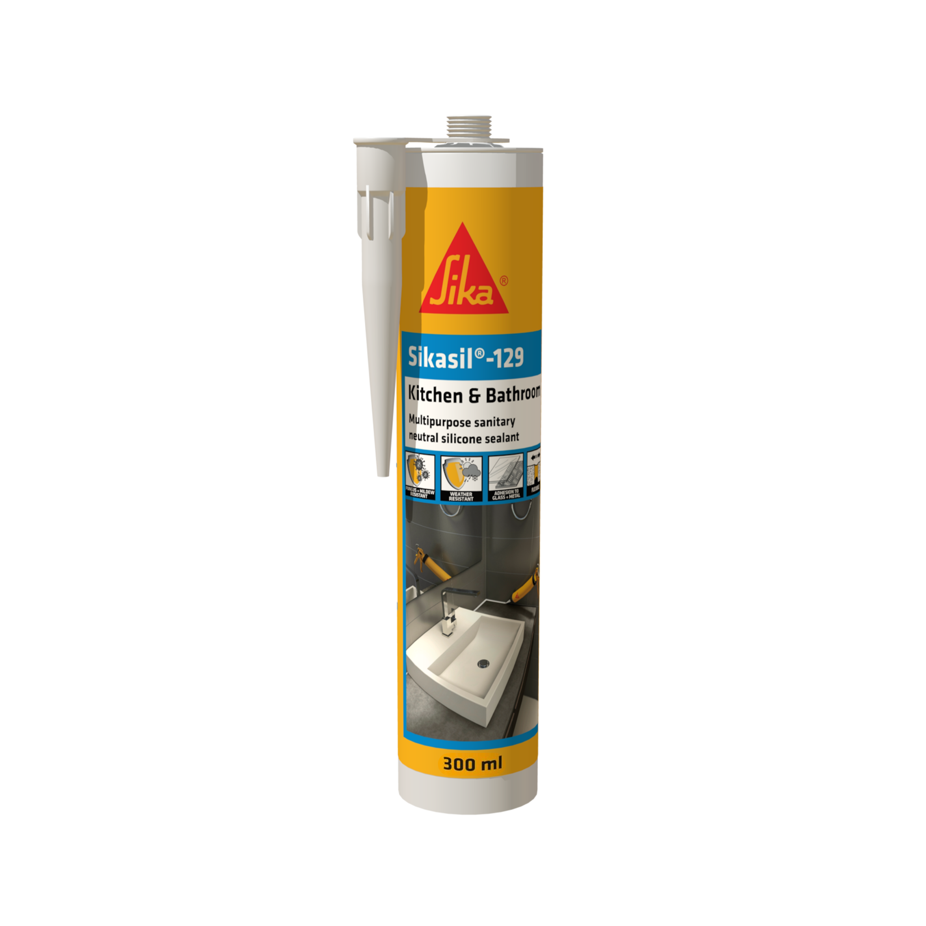 SIKASIL -129, ANTI FUNGAL SILICONE SEALANT FOR KITCHEN AND BATHROOM [BLACK/ CLEAR/ WHITE]