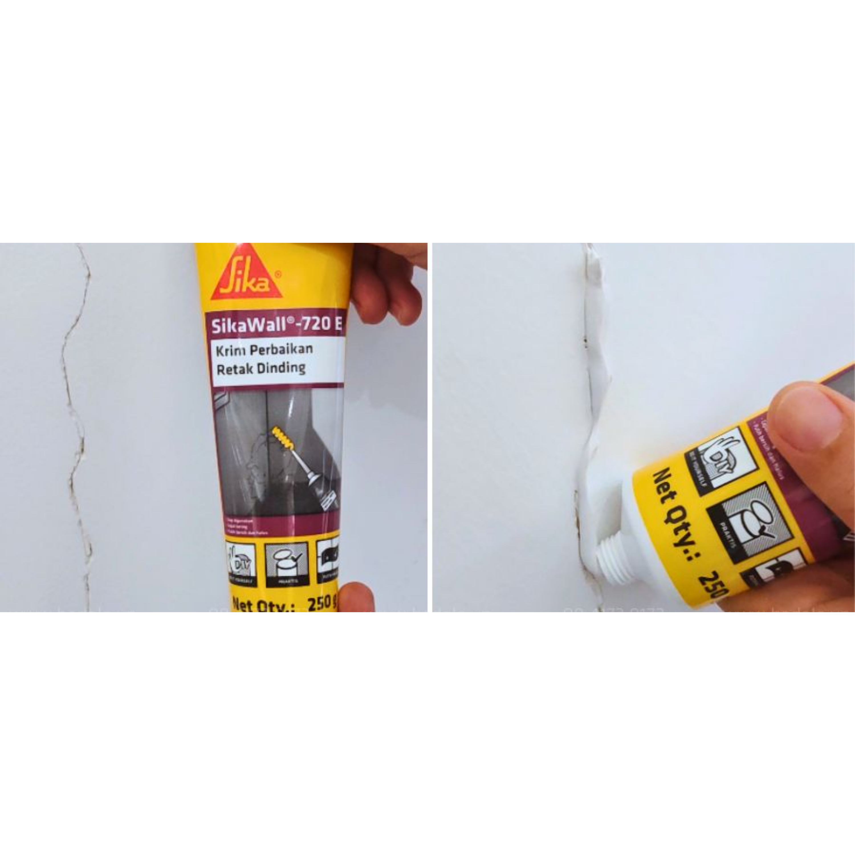 SIKAWALL 720 E, POLYMER BASE WALL PUTTY REPAIR PASTE - WALL CRACK / NAIL HOLE
