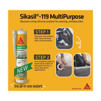 SIKASIL -119, NON-CORROSIVE WEATHERPROOF SILICONE SEALANT FOR INDOOR & OUTDOOR [BLACK/ CLEAR/ WHITE]