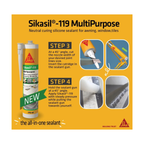 SIKASIL -119, NON-CORROSIVE WEATHERPROOF SILICONE SEALANT FOR INDOOR & OUTDOOR [BLACK/ CLEAR/ WHITE]