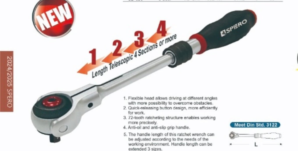 SPERO-1/2"DR FLEXIBLE HAND WITH TELESCOPE RATCHET HANDLE