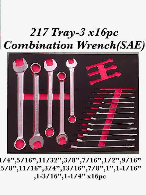 SPERO-217PCS INCHES TOOL 7-DRAWER TOOL TROLLEY SET (RED)