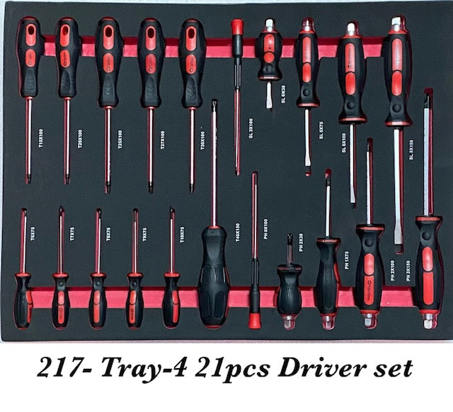 SPERO-217PCS INCHES TOOL 7-DRAWER TOOL TROLLEY SET (RED)
