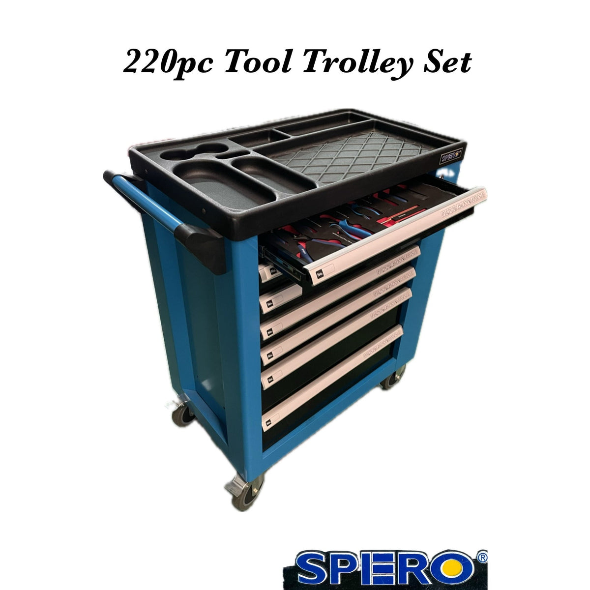 220PCS TOOL 7-DRAWER TOOL TROLLEY SET (BLUE) Main image