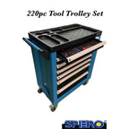 220PCS TOOL 7-DRAWER TOOL TROLLEY SET (BLUE)