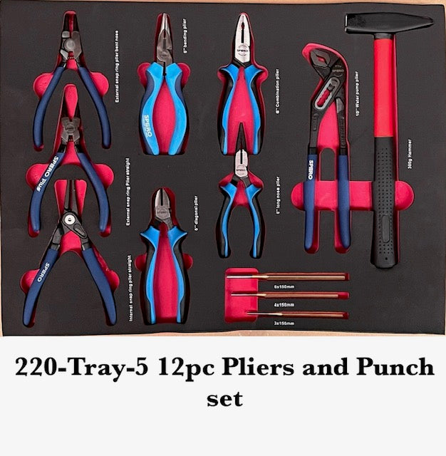 220PCS TOOL 7-DRAWER TOOL TROLLEY SET (BLUE)