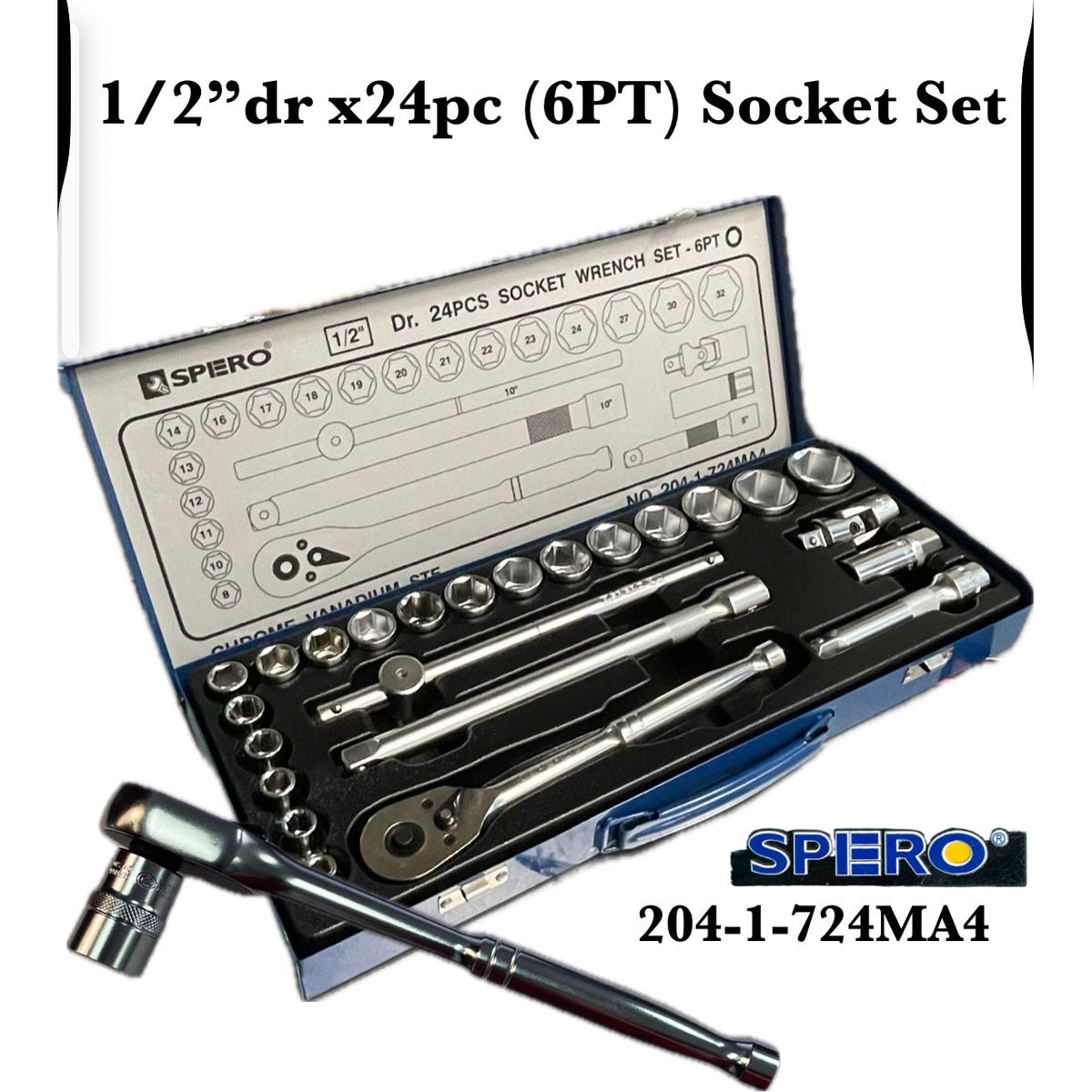 SPERO- SOCKET SET 24 PCS 1/2"DR. (6PT) M/M