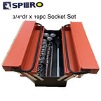 SPERO- SOCKET SET(M/M) 3/4"DR.X19PC