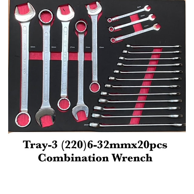 TRAY-3 (220) 6-32MM X20PCS COMBINATION WRENCH Main image
