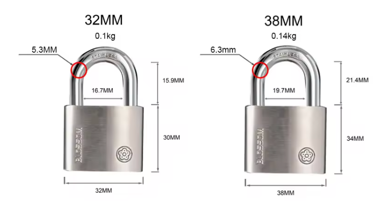 BLOSSOM HIGH SECURITY STAINLESS STEEL PADLOCK, BC92