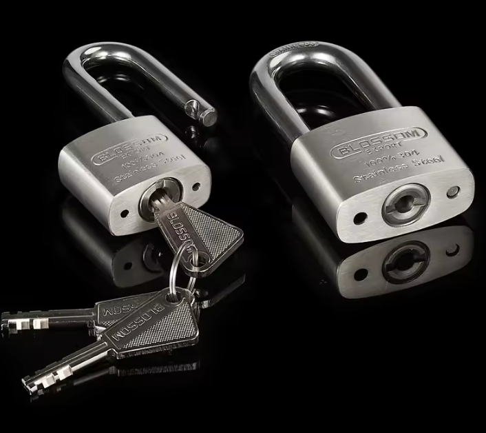 BLOSSOM HEAVY DUTY STAINLESS STEEL PADLOCK, LONG SHACKLE, ST45L