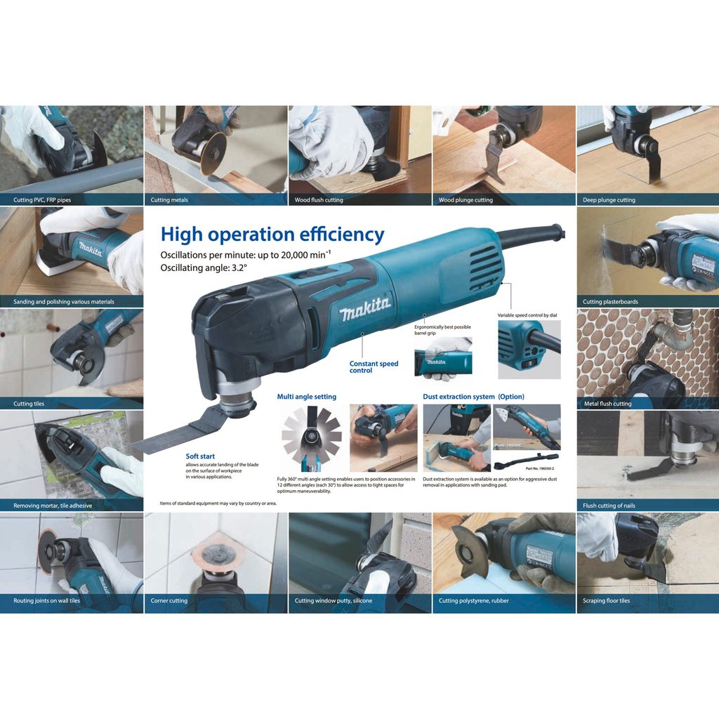 MAKITA TM3010CX6, CORDED MULTI TOOL WITH ACCESSORIES