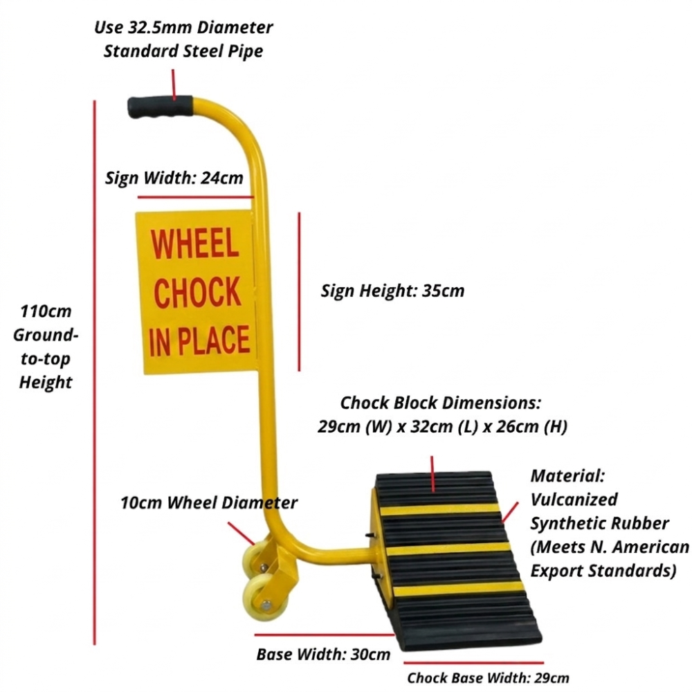 H/D PVC BLACK YELLOW WHEEL CHOKE WITH WHEEL & STEEL HANDLE Secondary image