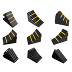 RUBBER WHEEL CHOKE 250MM X 170MM X 180MM BLACK WITH YELLOW REFLECTIVE WHEEL CHOCK