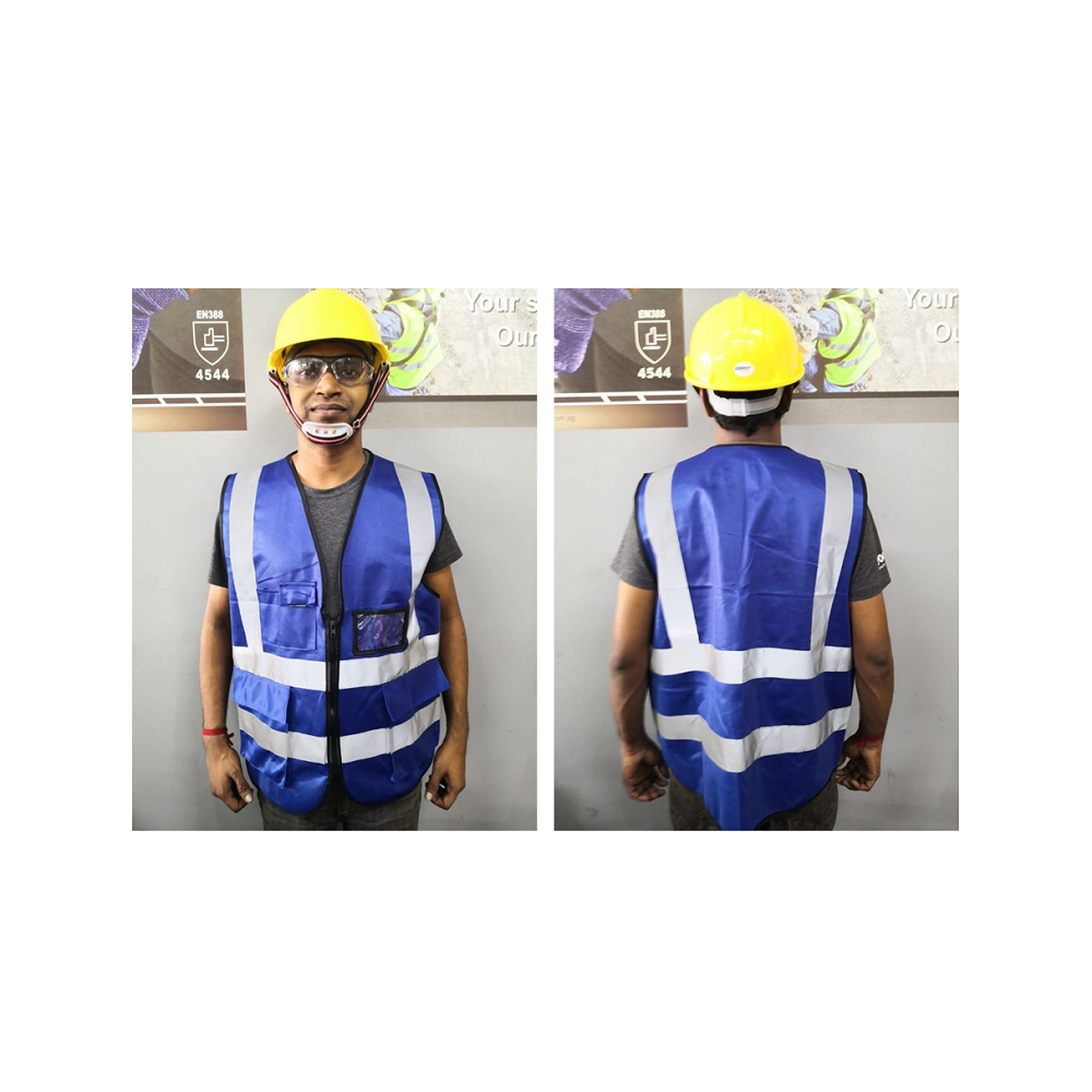ZIP TYPE DARK BLUE SAFETY VEST W GREY REFLECTIVE, POCKET & NAME TAG Secondary image