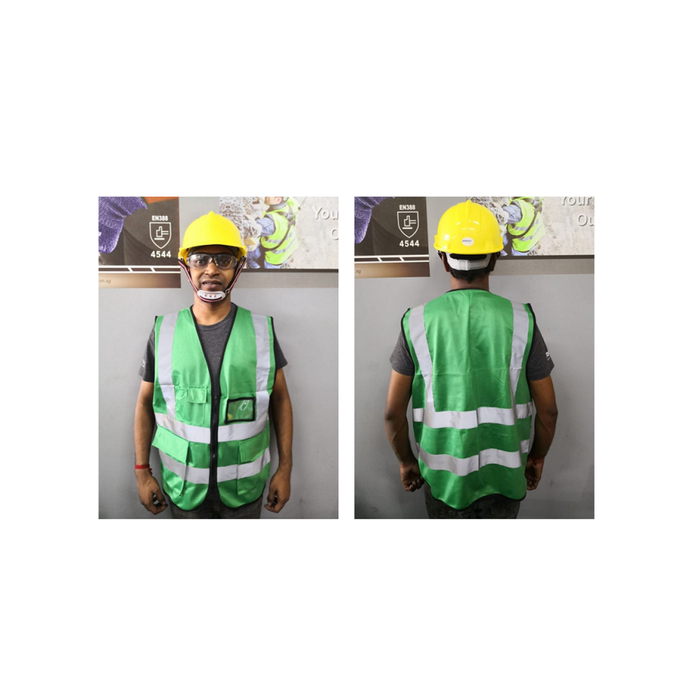 ZIP TYPE DARK GREEN SAFETY VEST W GREY REFLECTIVE, POCKET & NAME TAG Secondary image