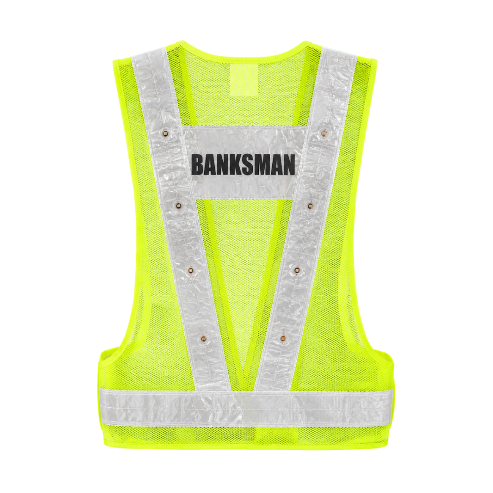 U-BEST BANKSMAN GREEN SAFETY VEST WITH LED LIGHTS & GREY REFLECTIVE STRIP Main image