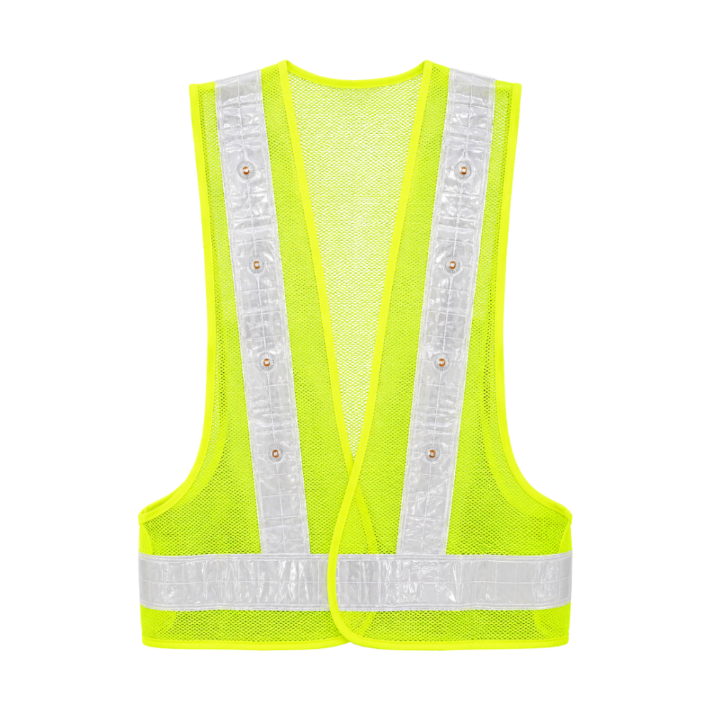 U-BEST BANKSMAN GREEN SAFETY VEST WITH LED LIGHTS & GREY REFLECTIVE STRIP
