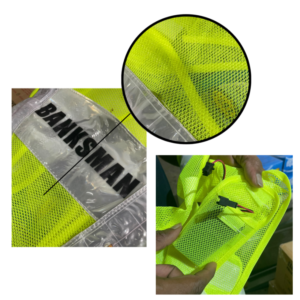 U-BEST BANKSMAN GREEN SAFETY VEST WITH LED LIGHTS & GREY REFLECTIVE STRIP