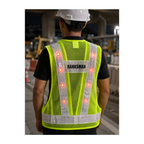 U-BEST BANKSMAN GREEN SAFETY VEST WITH LED LIGHTS & GREY REFLECTIVE STRIP