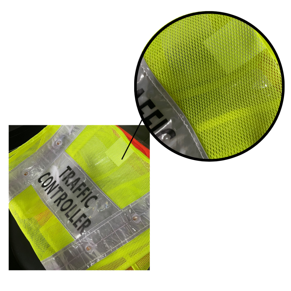 U-BEST TRAFFIC CONTROLLER GREEN SAFETY VEST WITH LED LIGHTS & GREY REFLECTIVE STRIP