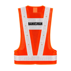 U-BEST BANKSMAN RED SAFETY VEST WITH LED LIGHTS & GREY REFLECTIVE STRIP