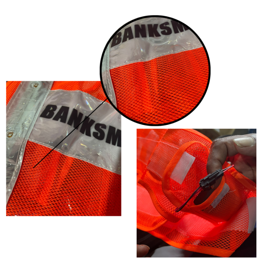 U-BEST BANKSMAN RED SAFETY VEST WITH LED LIGHTS & GREY REFLECTIVE STRIP