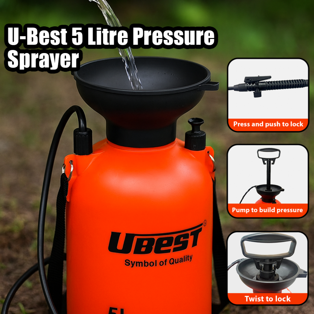 U-BEST 5LTR PRESSURE SPRAYER / GARDEN SPRAYER C/W CARRYING STRAP