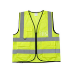 U-BEST NET TYPE ZIP GREEN SAFETY VEST WITH GREY REFLECTIVE & POCKETS