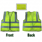 U-BEST NET TYPE ZIP GREEN SAFETY VEST WITH GREY REFLECTIVE & POCKETS