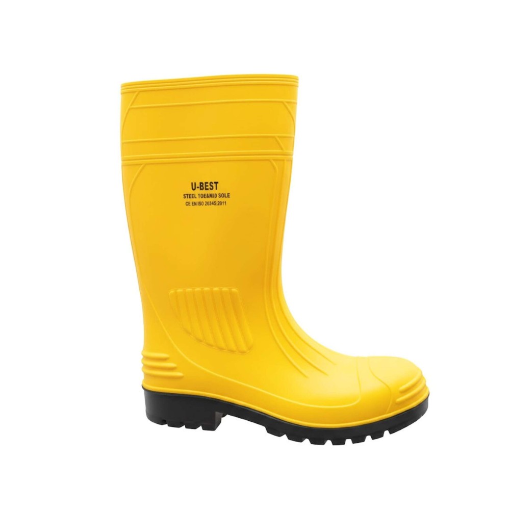 U-BEST PVC INDUSTRIAL SAFETY BOOTS (SATIN FINISHING) WITH STEEL TOE CAP & MID SOLE MATTE