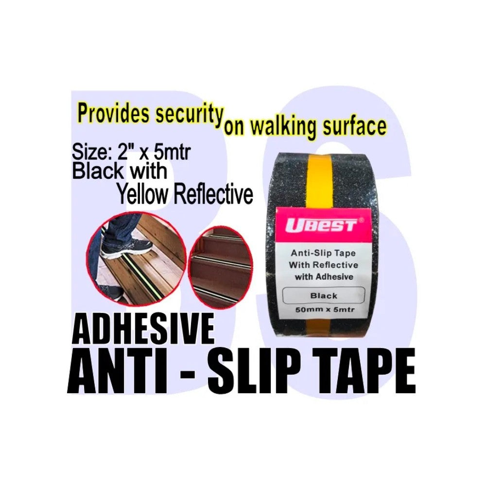 U-BEST BLACK ANTI-SLIP TAPE WITH YELLOW REFLECTIVE