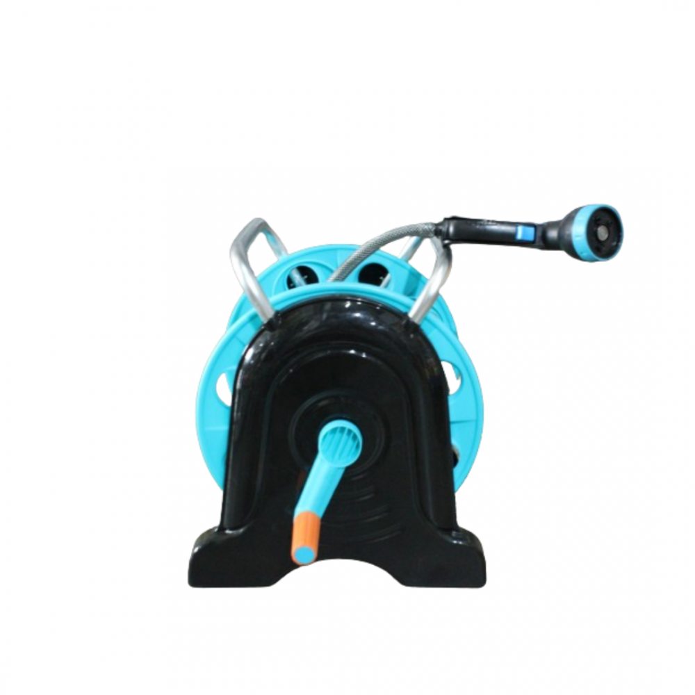 U-BEST GARDEN HOSE REEL WITH STAND C/W 20M HOSE, HOSE GUN, 4PCS NOZZLE SET