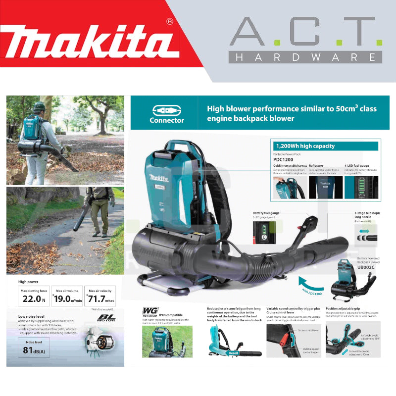 MAKITA UB002CZ01 CORDLESS BATTERY POWERED BACKPACK BLOWER Secondary image