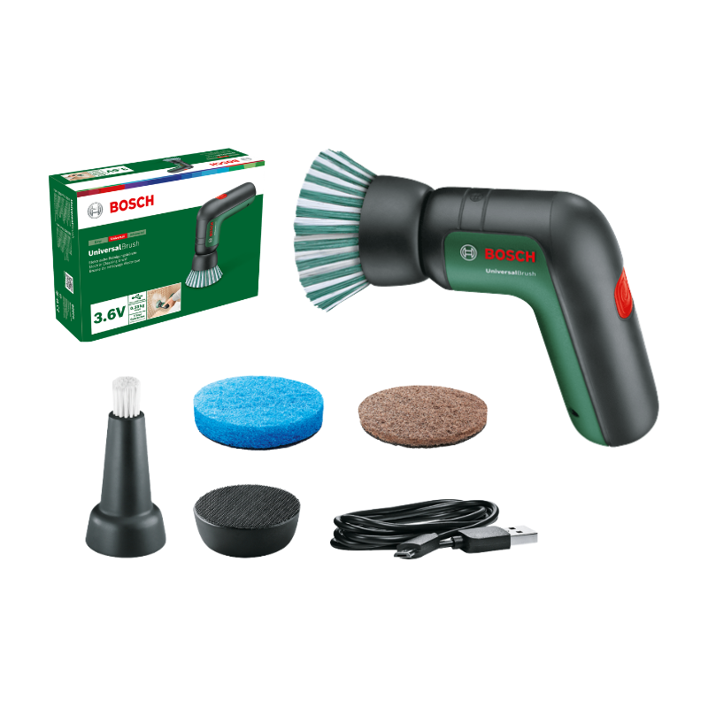POWERFUL BOSCH UNIVERSAL BRUSH, 3.6V CORDLESS MINI POWER SCRUBBER SET, 215 RPM (CHARGING WITH MICRO-USB)