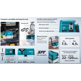 MAKITA VC014GLZ, 40V CORDLESS BRUSHLESS WET & DRY VACUUM, 7.5L, HEPA FLITER