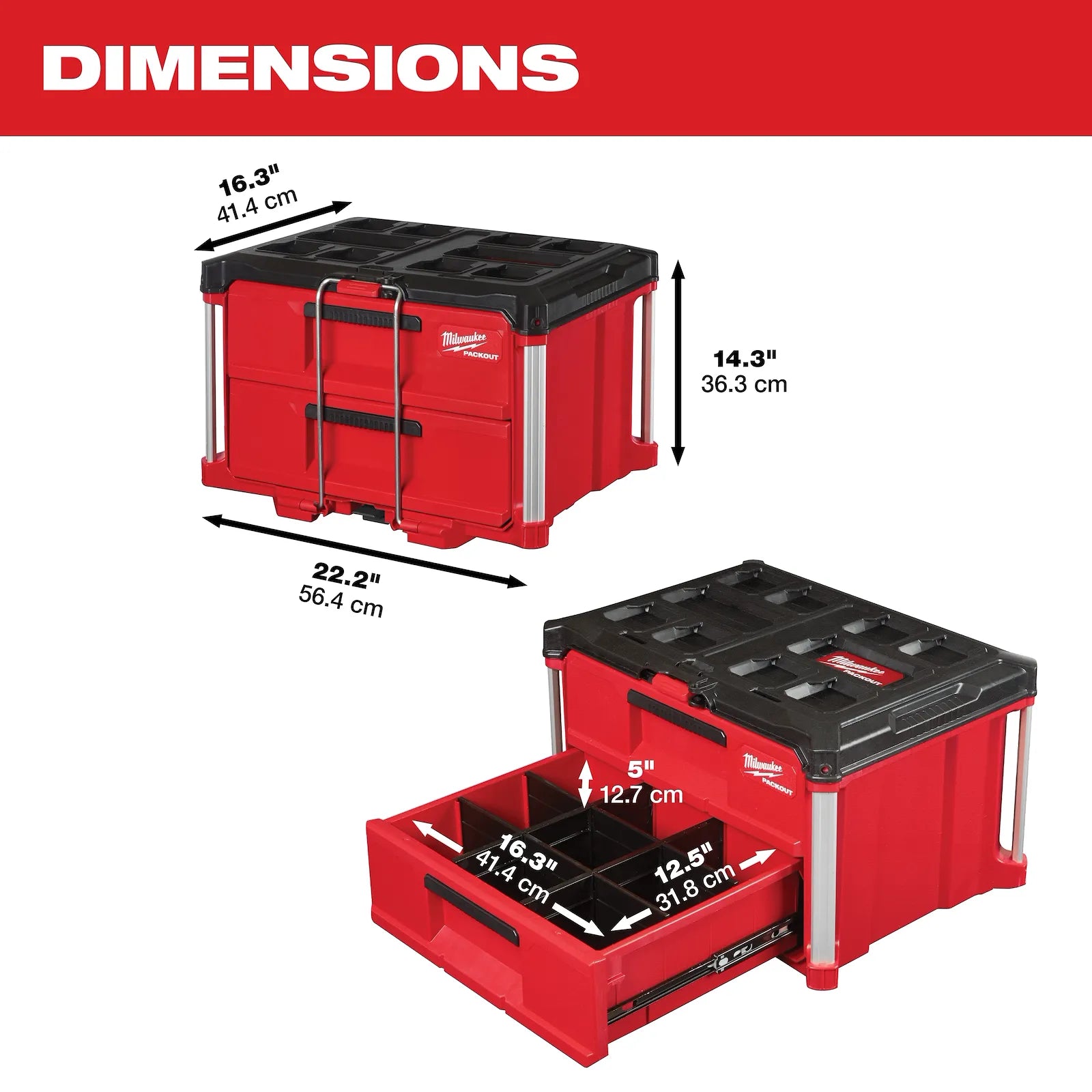 MILWAUKEE 48-22-8442 , PACKOUT™ 2-Drawer