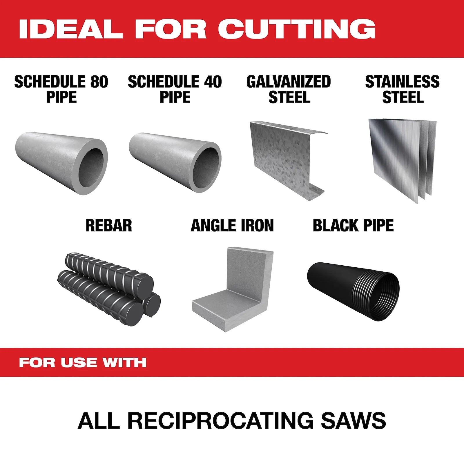 MILWAUKEE 48-47-5301 , 6" (150mm) 8TPI TORCH with Carbide Sawzall Blade for Thick Metal (3pcs) Secondary image