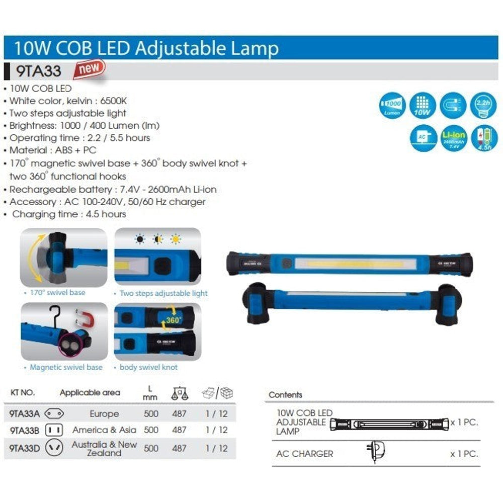 King Tony 9TA33A 10W COB LED Adjustable Work Lamp