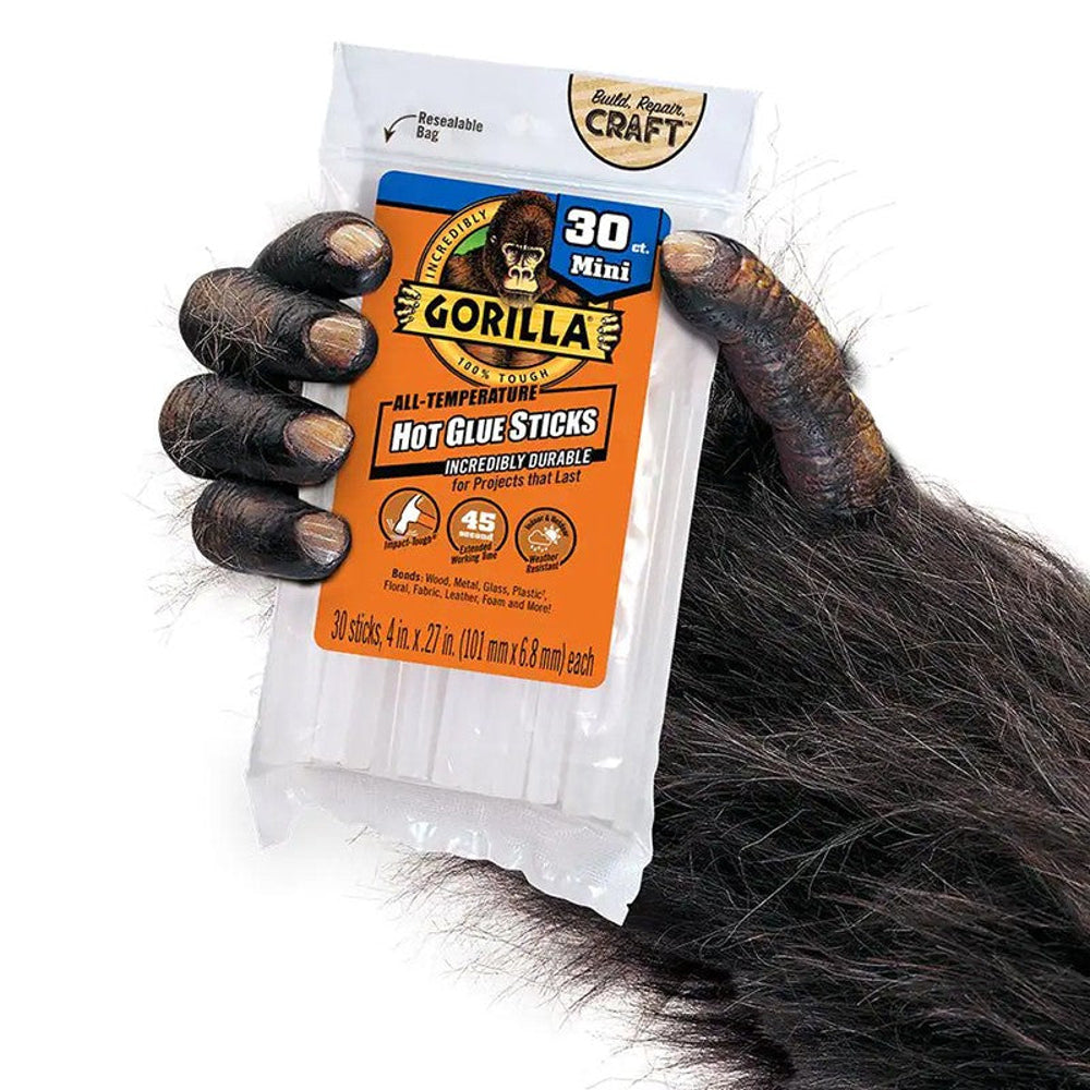 Gorilla Mini Hot Glue Sticks, 4" x 0.27", 30 / 75 Pieces