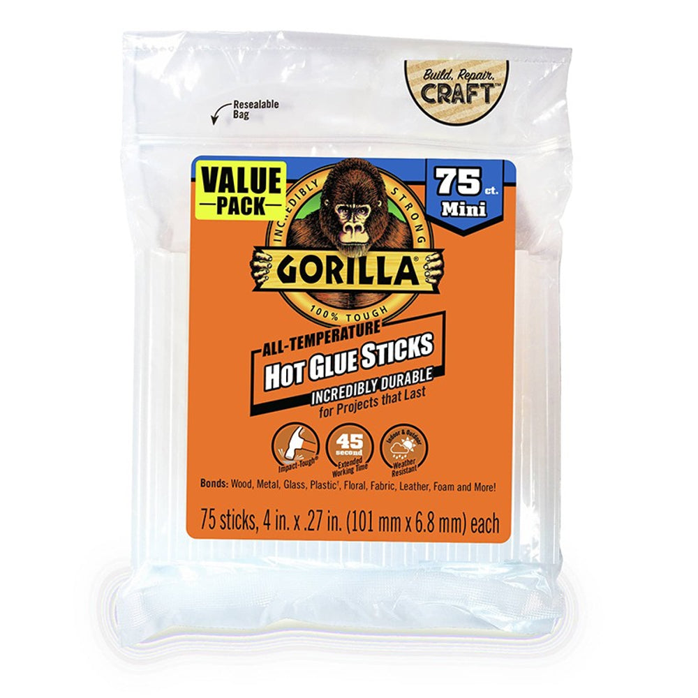 Gorilla Mini Hot Glue Sticks, 4" x 0.27", 30 / 75 Pieces Secondary image