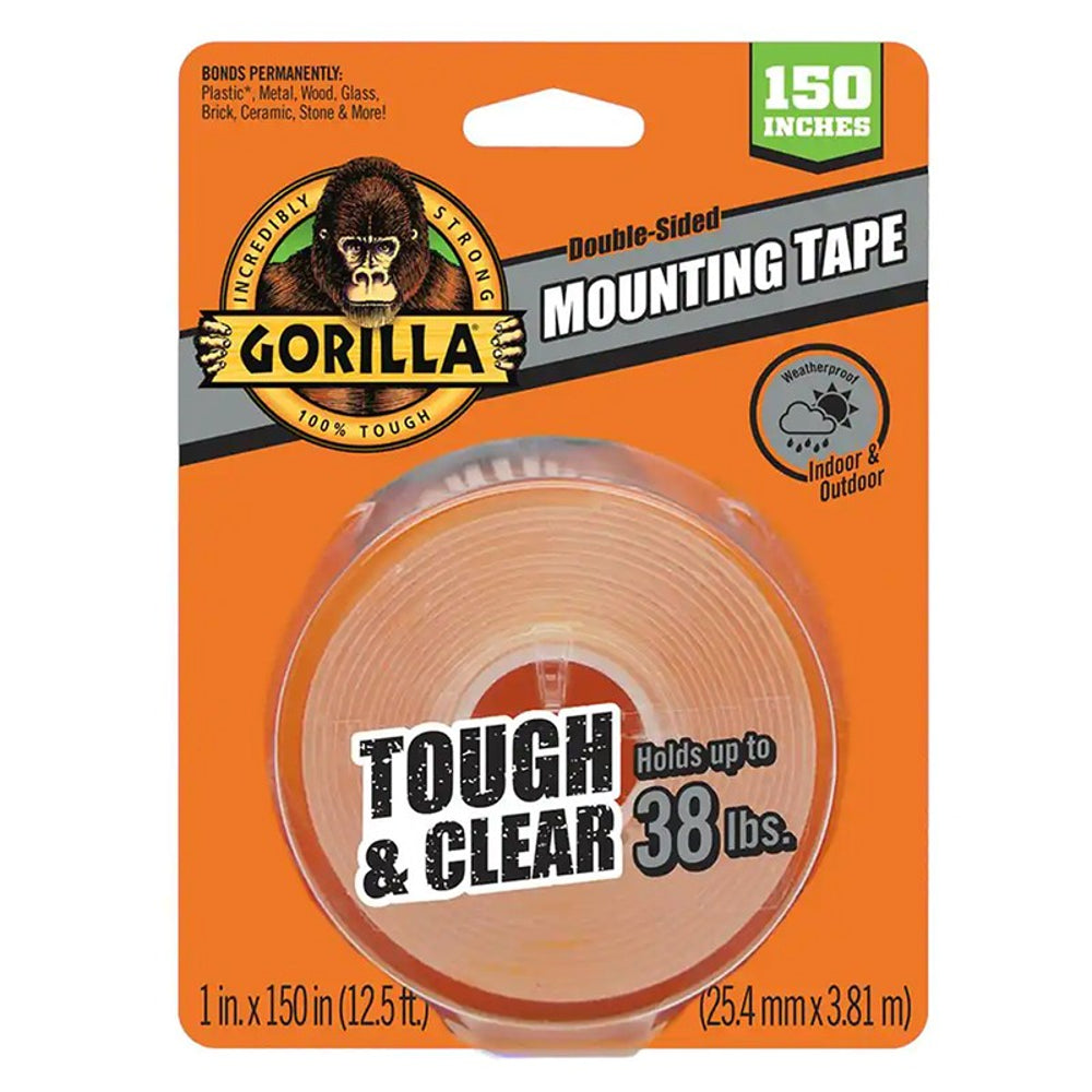 Gorilla Tough & Clear Mounting Tape, 1" x 60" / 150"